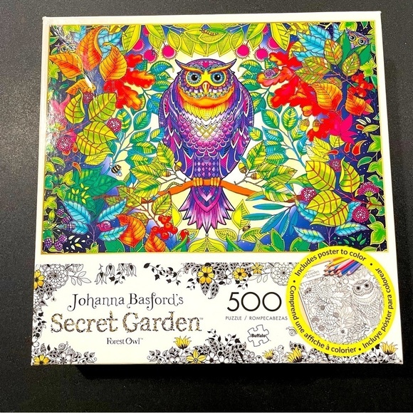 Buffalo David Bitton Other - Buffalo jigsaw puzzle 500 piece Joanna Basford Secret Garden colorful owl